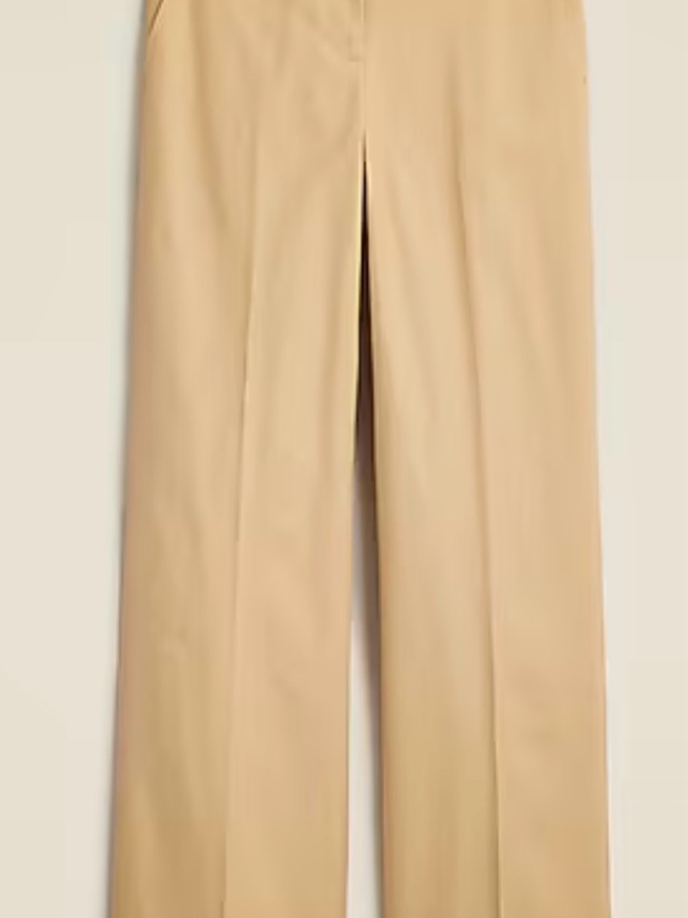 J. Crew Beige Flat Front Wide-Leg Cotton Blend Trousers